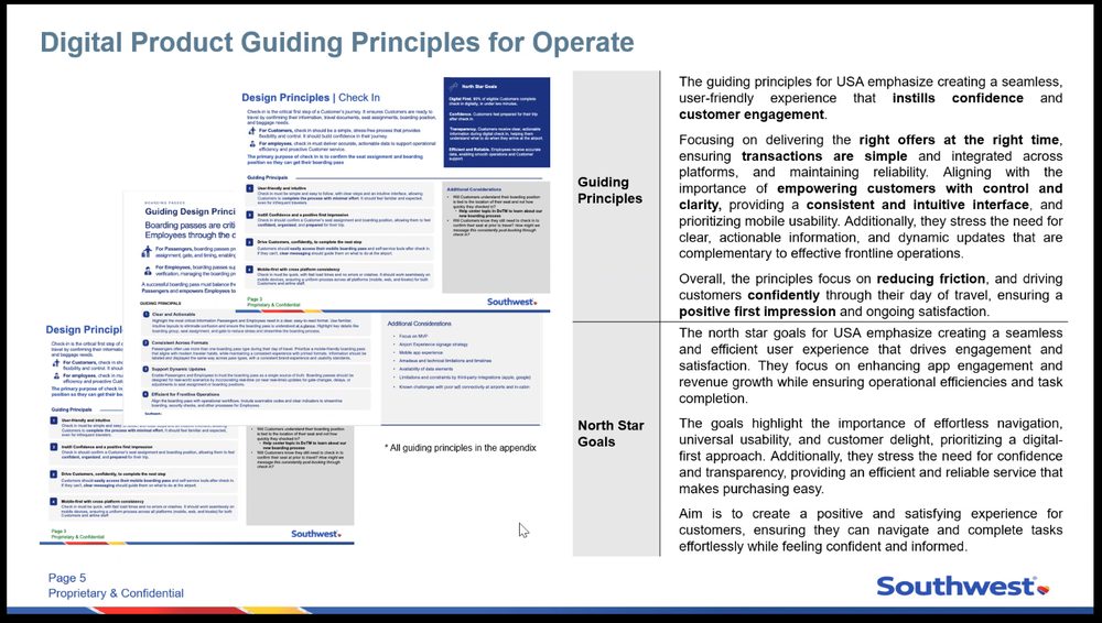 Southwest digital product guiding principles artifact