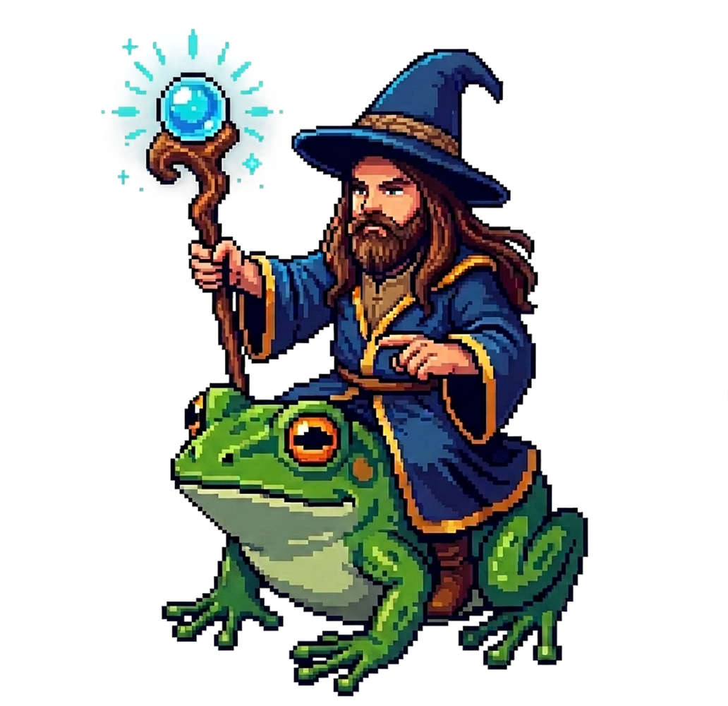 Mitch the wizard, riding a toad