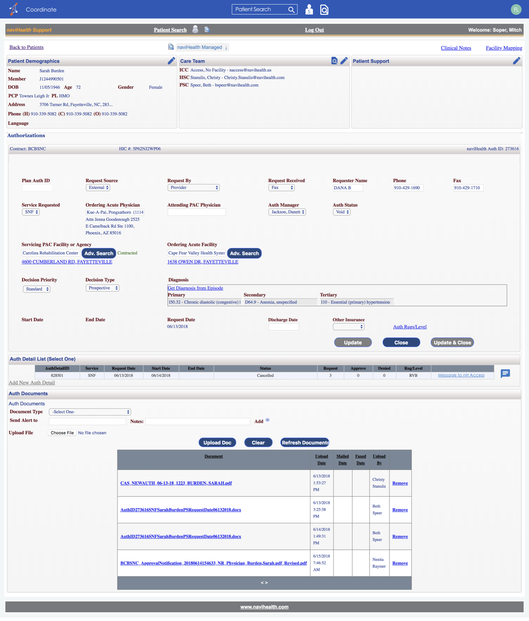 Redesigned naviHealth assessments and care transition plan sections